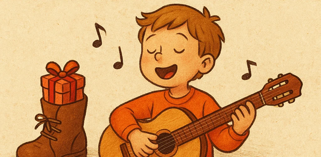 Sinterklaas kapoentje op gitaar leren spelen: akkoorden en tab