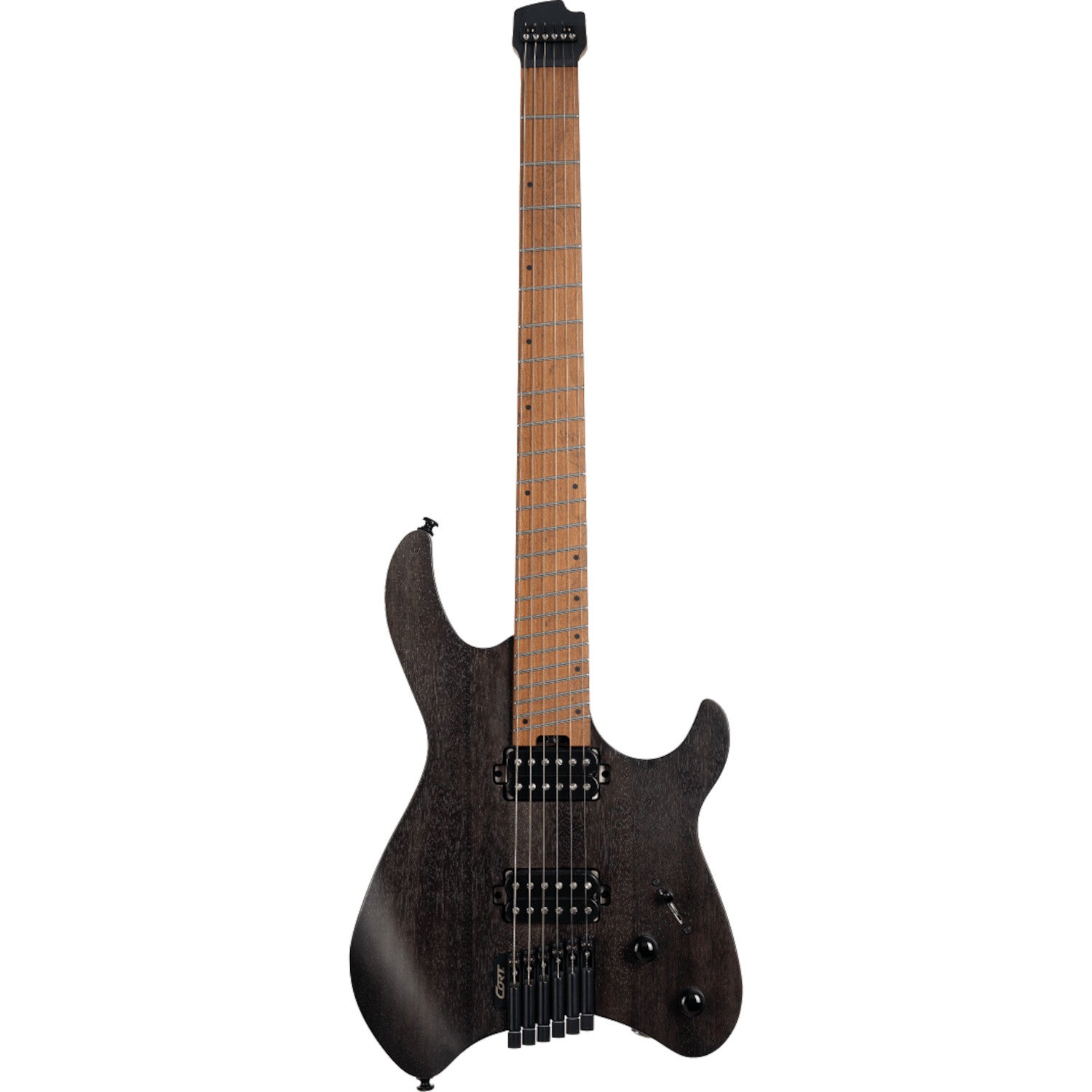 Cort Space G6MS Semi Gloss Trans Black headless multiscale elektrische gitaar met gigbag