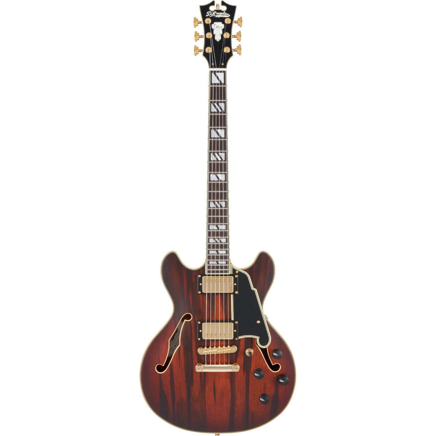 D'Angelico Deluxe Mini DC Stopbar Satin Brown Burst