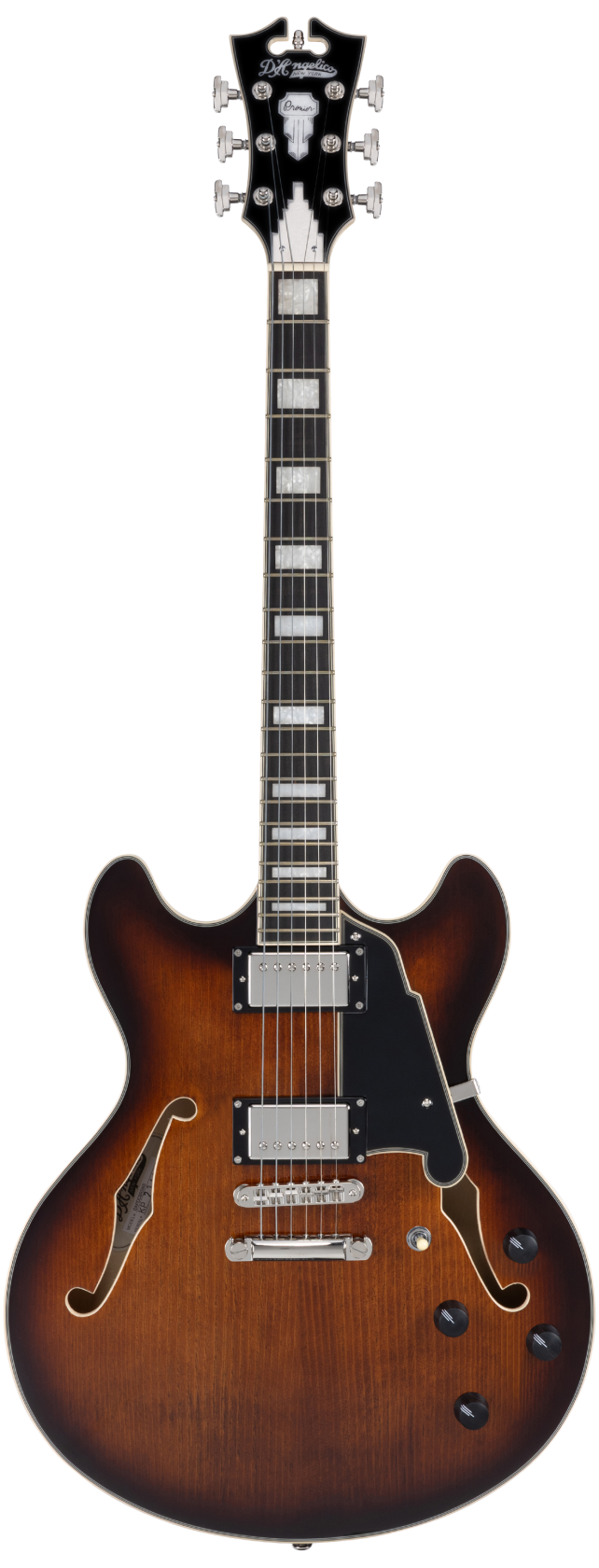 D'Angelico Premier DC Brown Burst Stopbar semi-akoestische gitaar