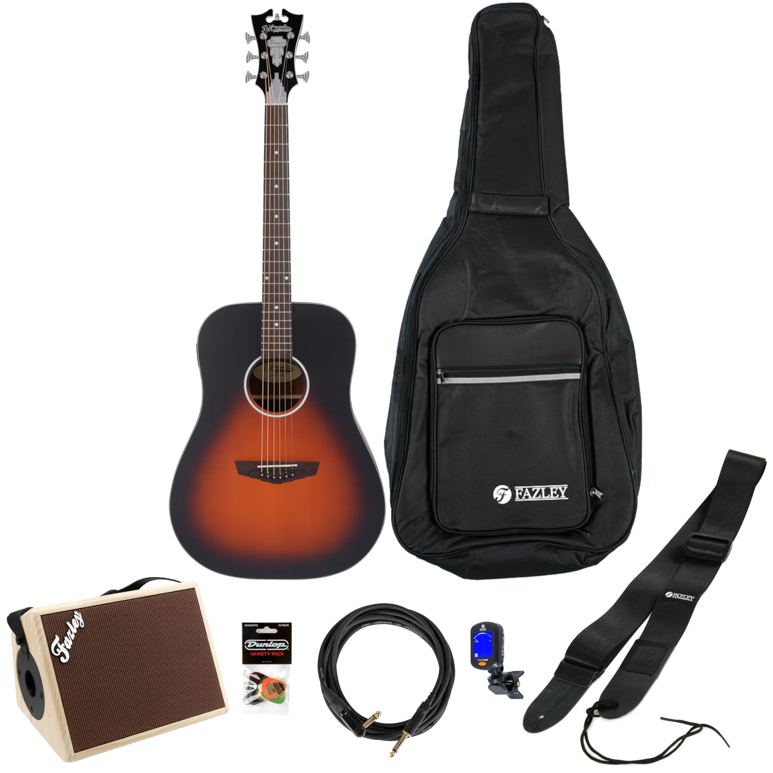 D'Angelico Premier Lexington LS Satin Vintage Sunburst E/A westerngitaar starterset met versterker
