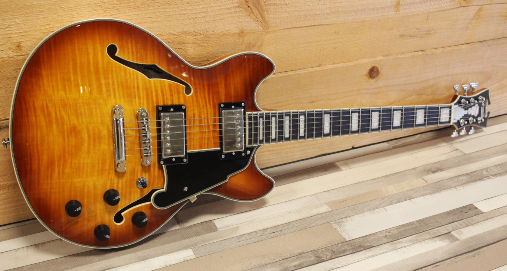 D'Angelico Premier Mini DC Dark Iced Tea Burst Stopbar