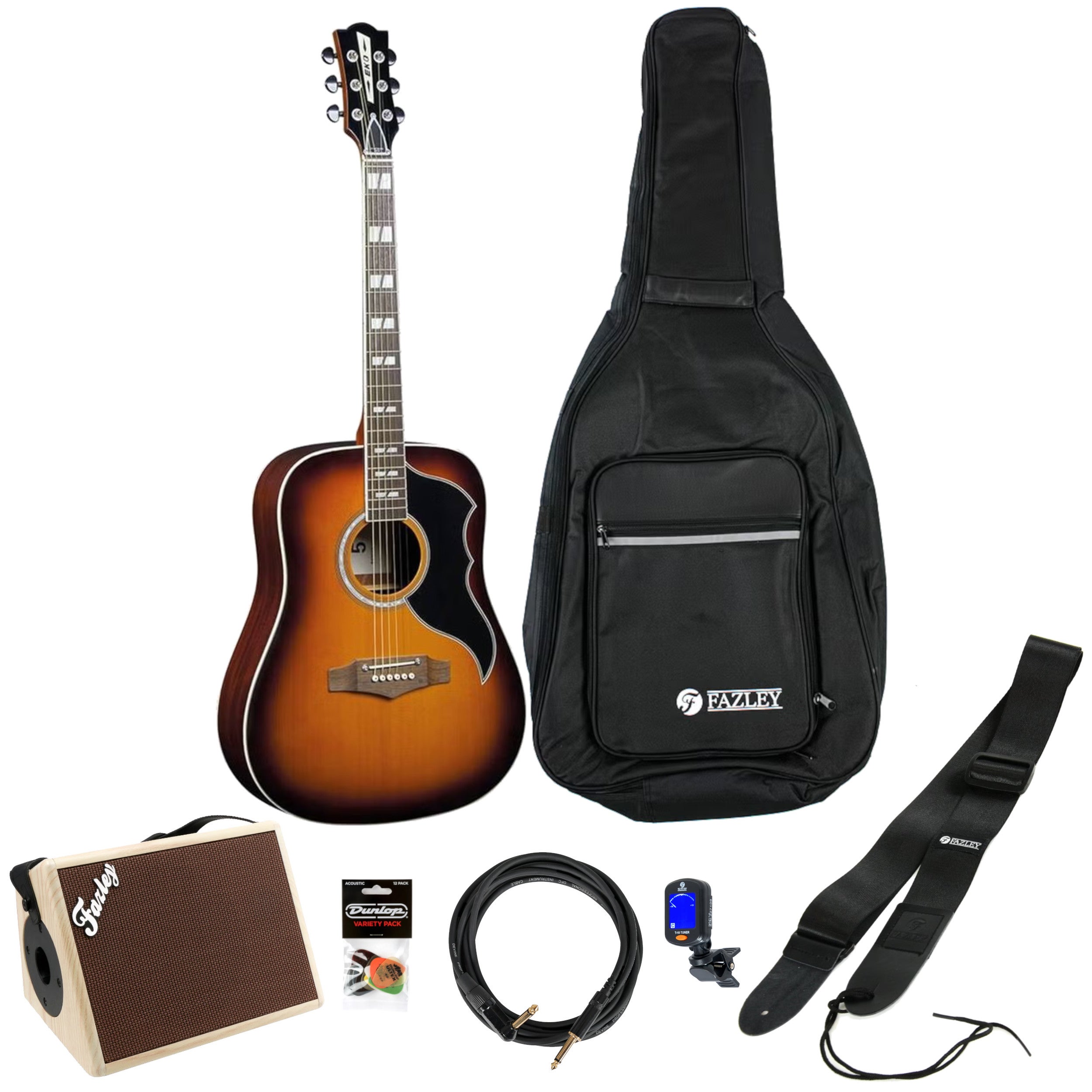 EKO Vintage Reissue Ranger VI EQ Honey Burst E/A westerngitaar starterset