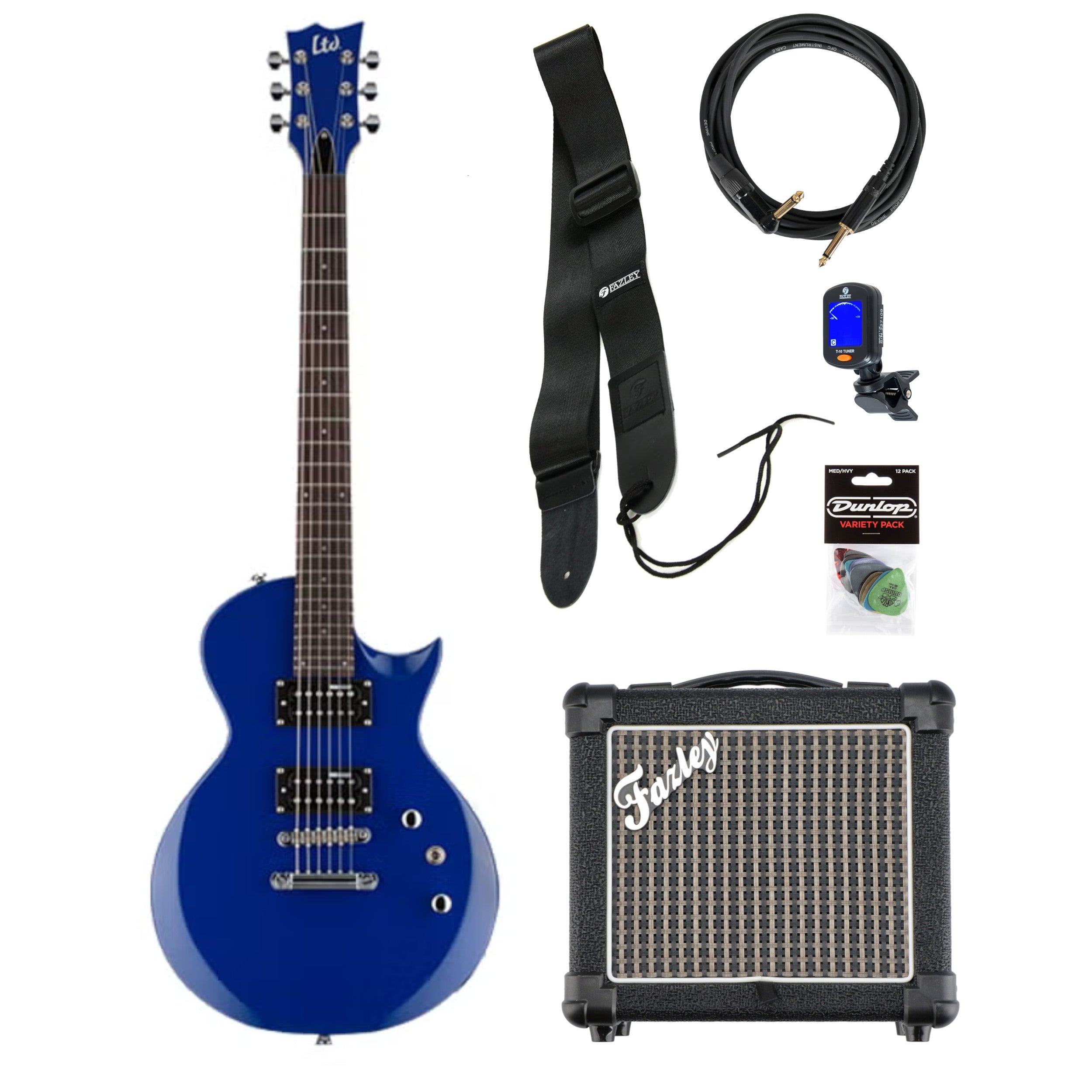 ESP LTD EC-10 Blue elektrische gitaar starterset