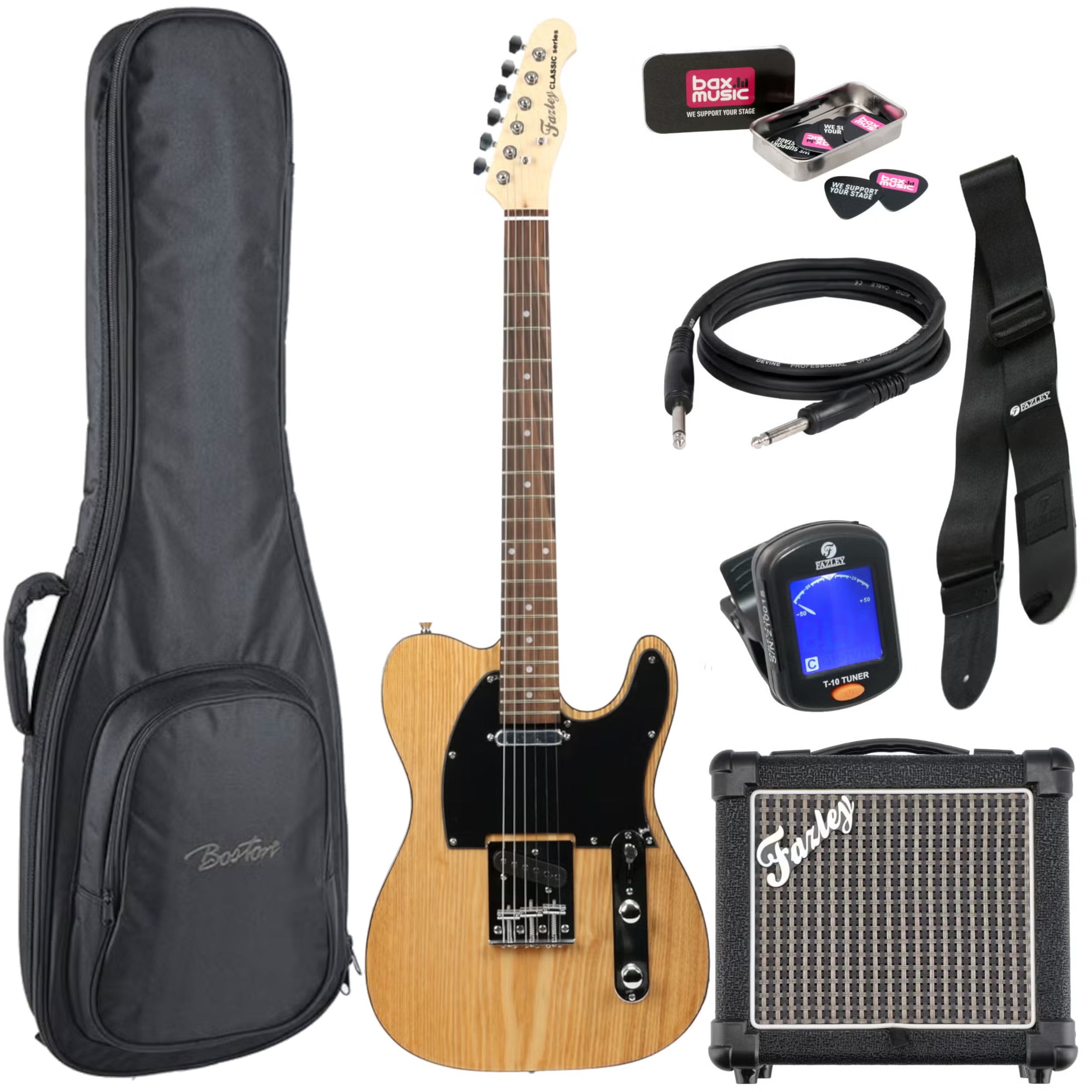 Fazley Classic Series FTL218 Natural elektrische gitaar starterset
