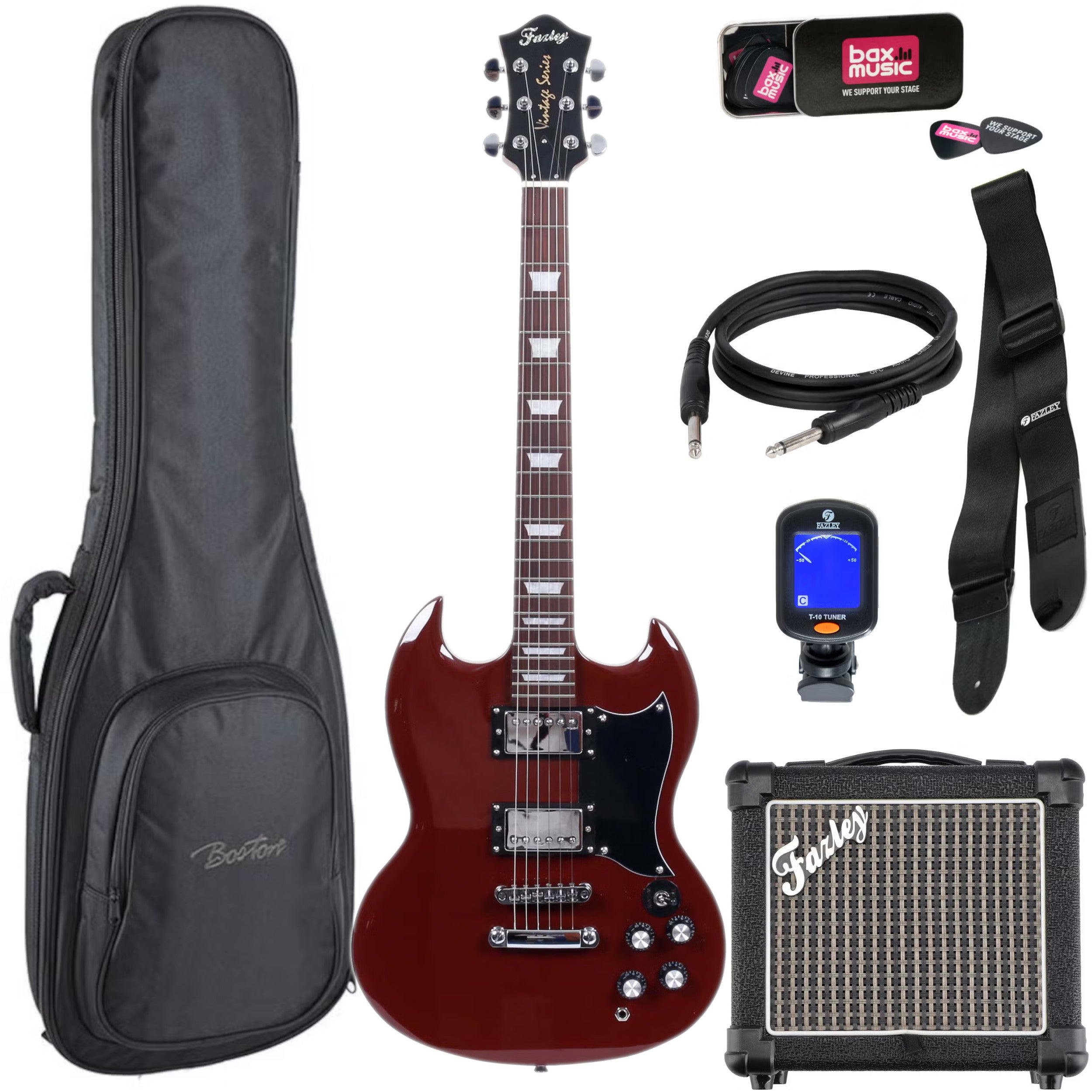 Fazley Vintage Series FSG418 Dakota Red elektrische gitaar starterset