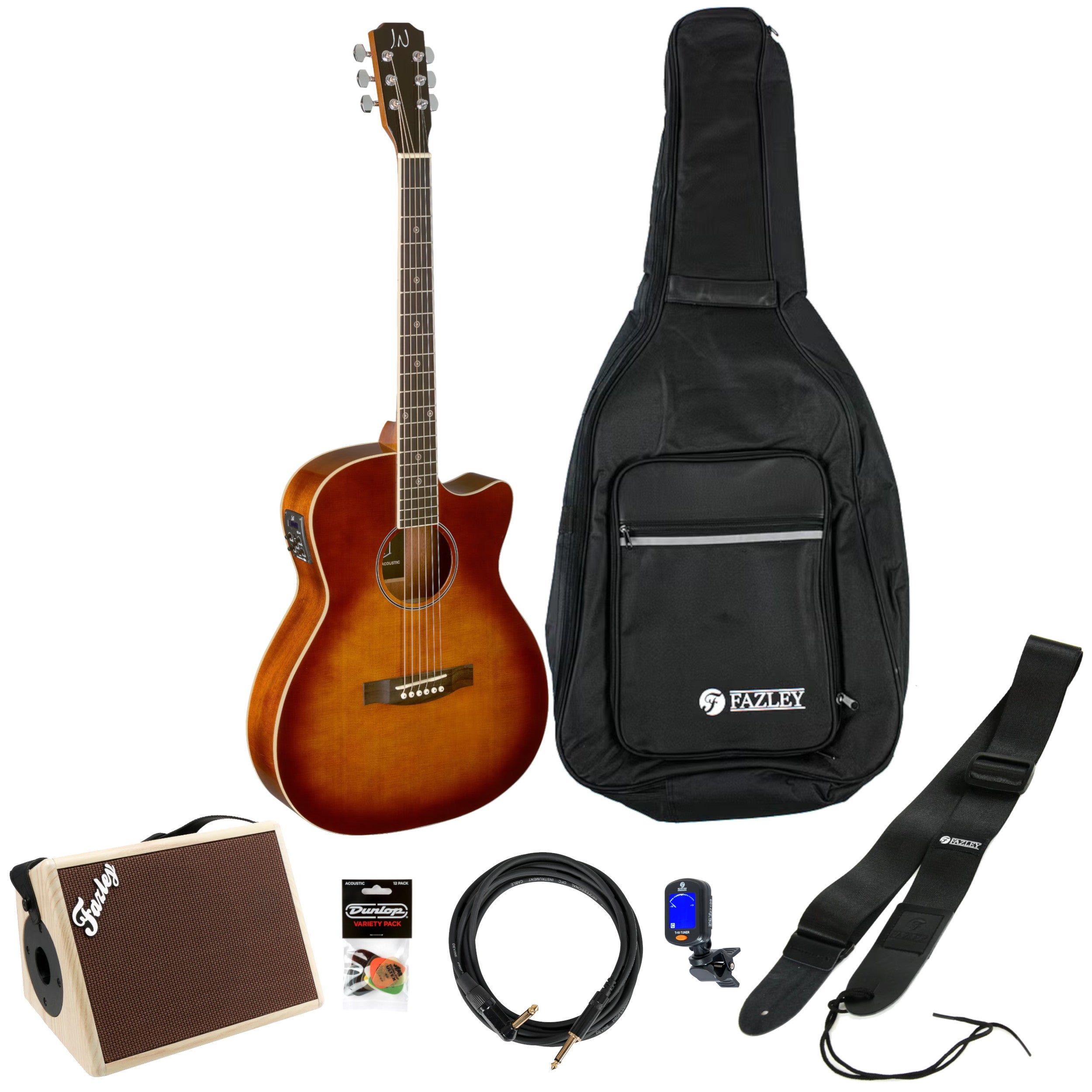 J.N Guitars Bessie BES-ACE Dark Cherry Burst E/A