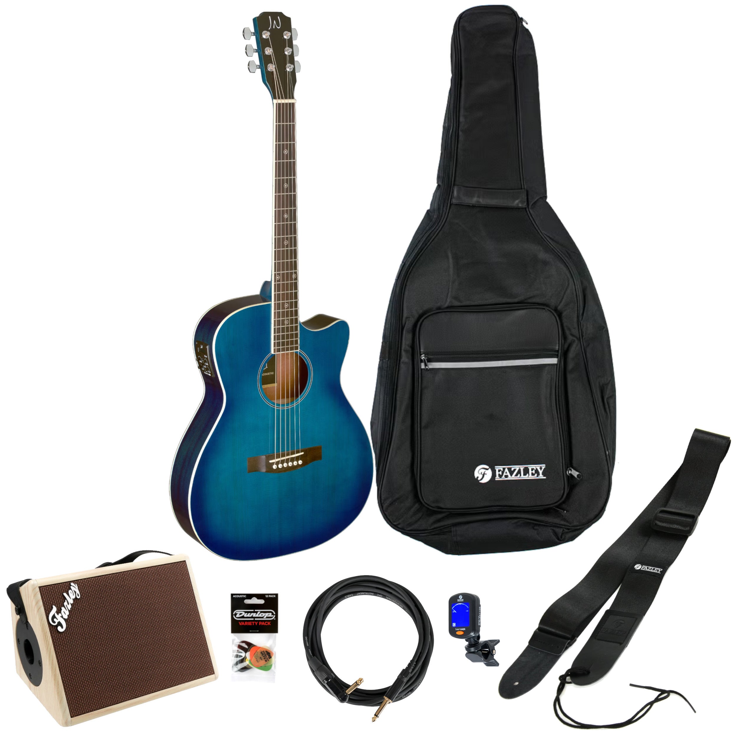 J.N Guitars Bessie BES-ACE Transparent Blue Burst E/A