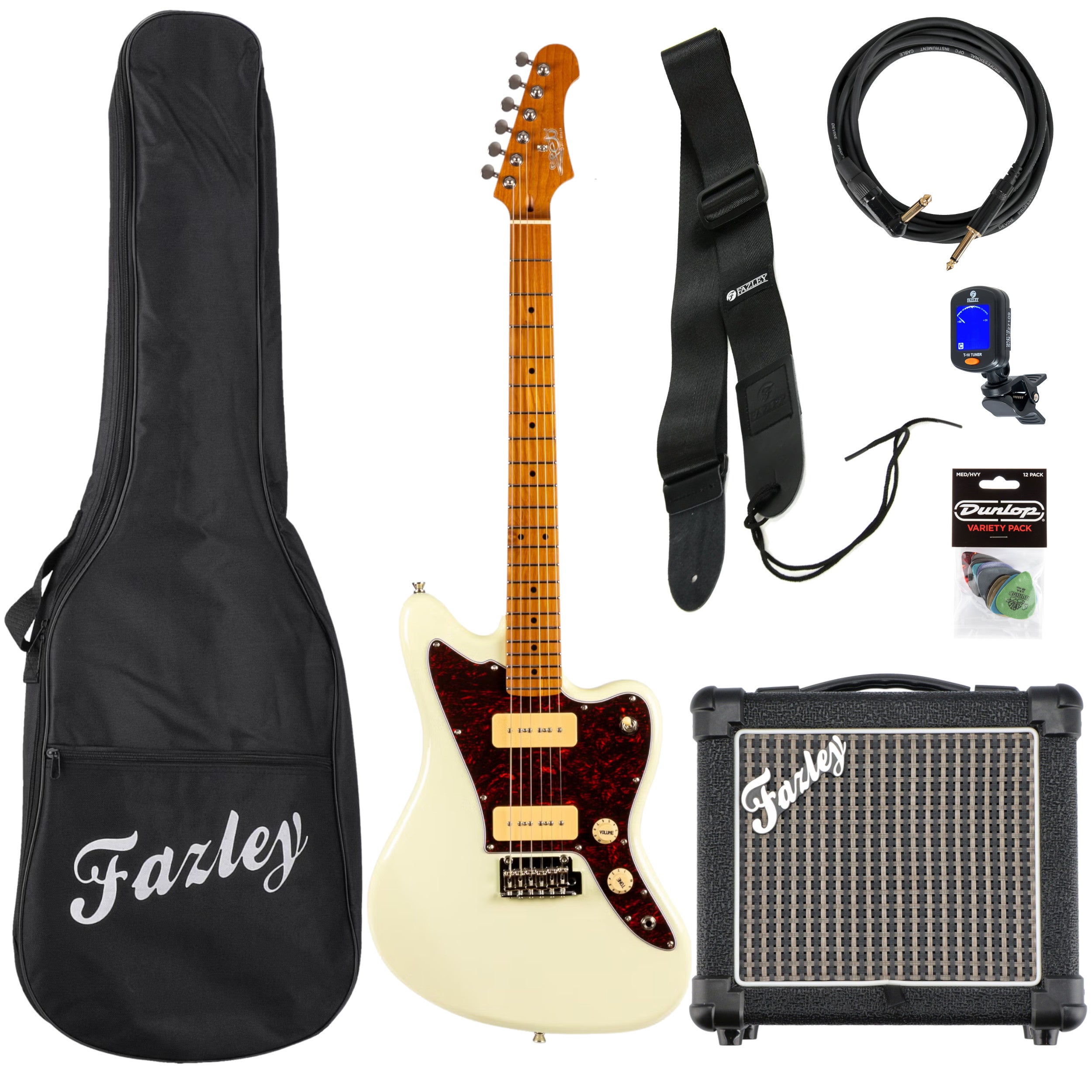 JET Guitars JJ-300 P90 Olympic White elektrische gitaar starterset