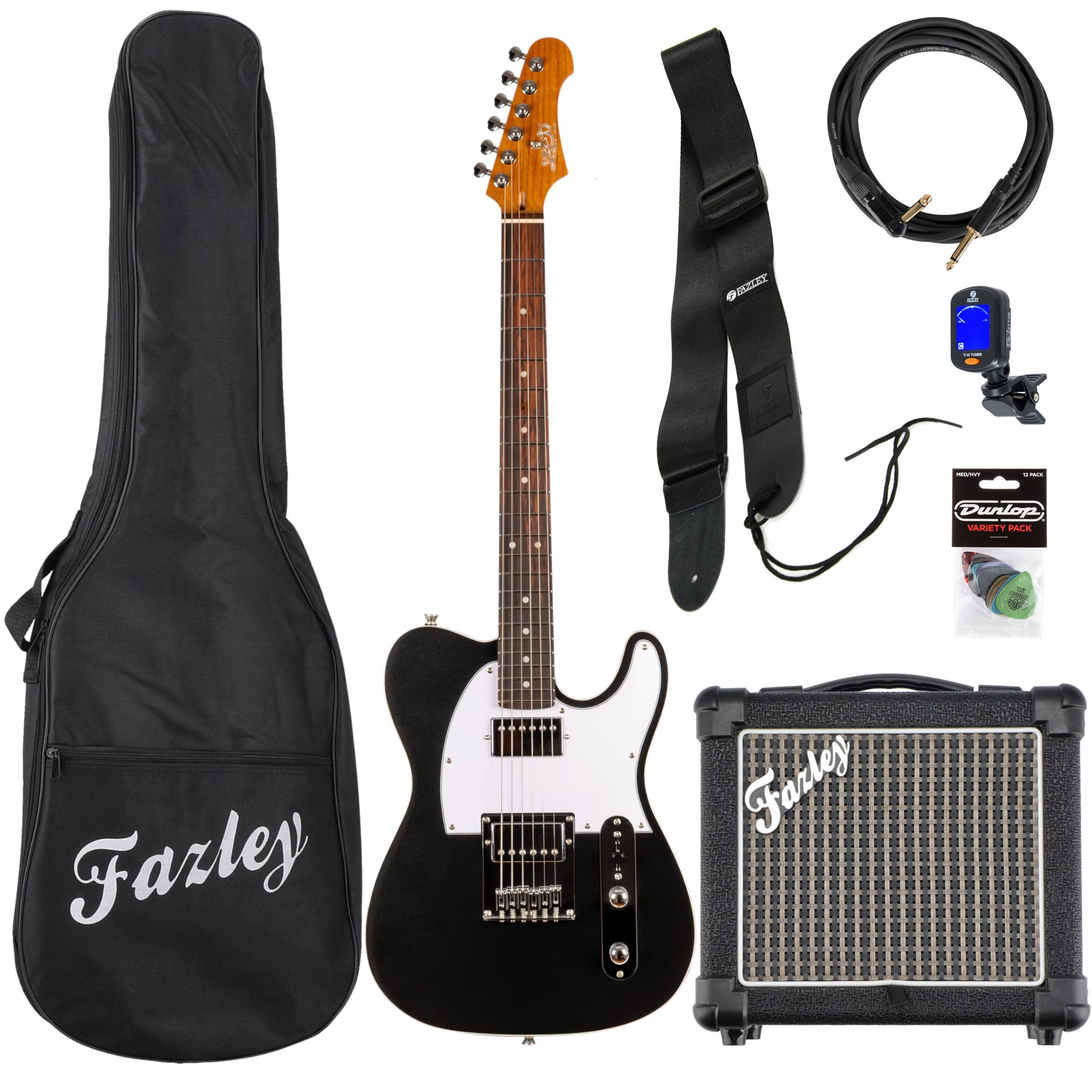 JET Guitars JT-350 Metallic Black HH elektrische gitaar starterset