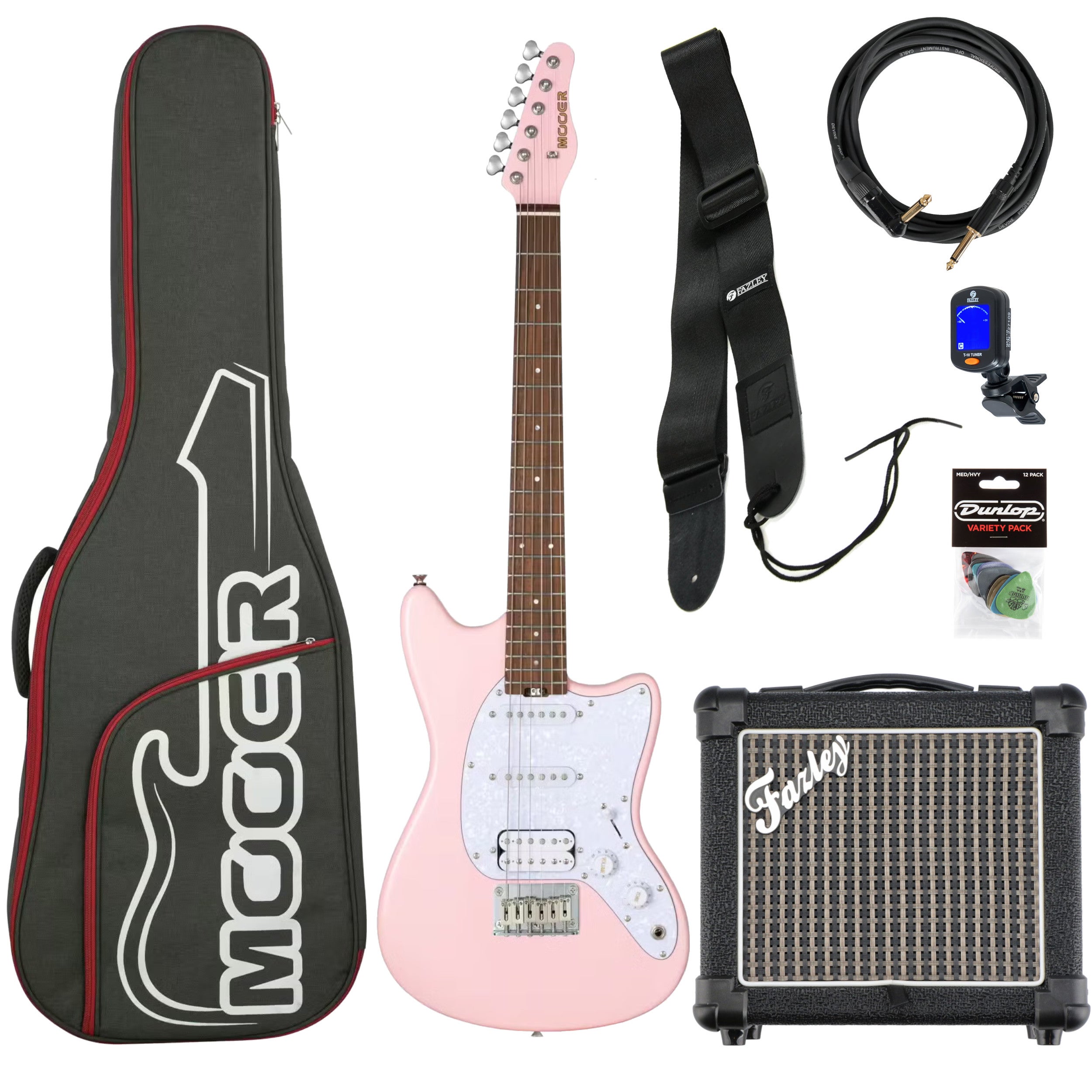 Mooer MLT10 Guitar Candy Pink elektrische gitaar starterset