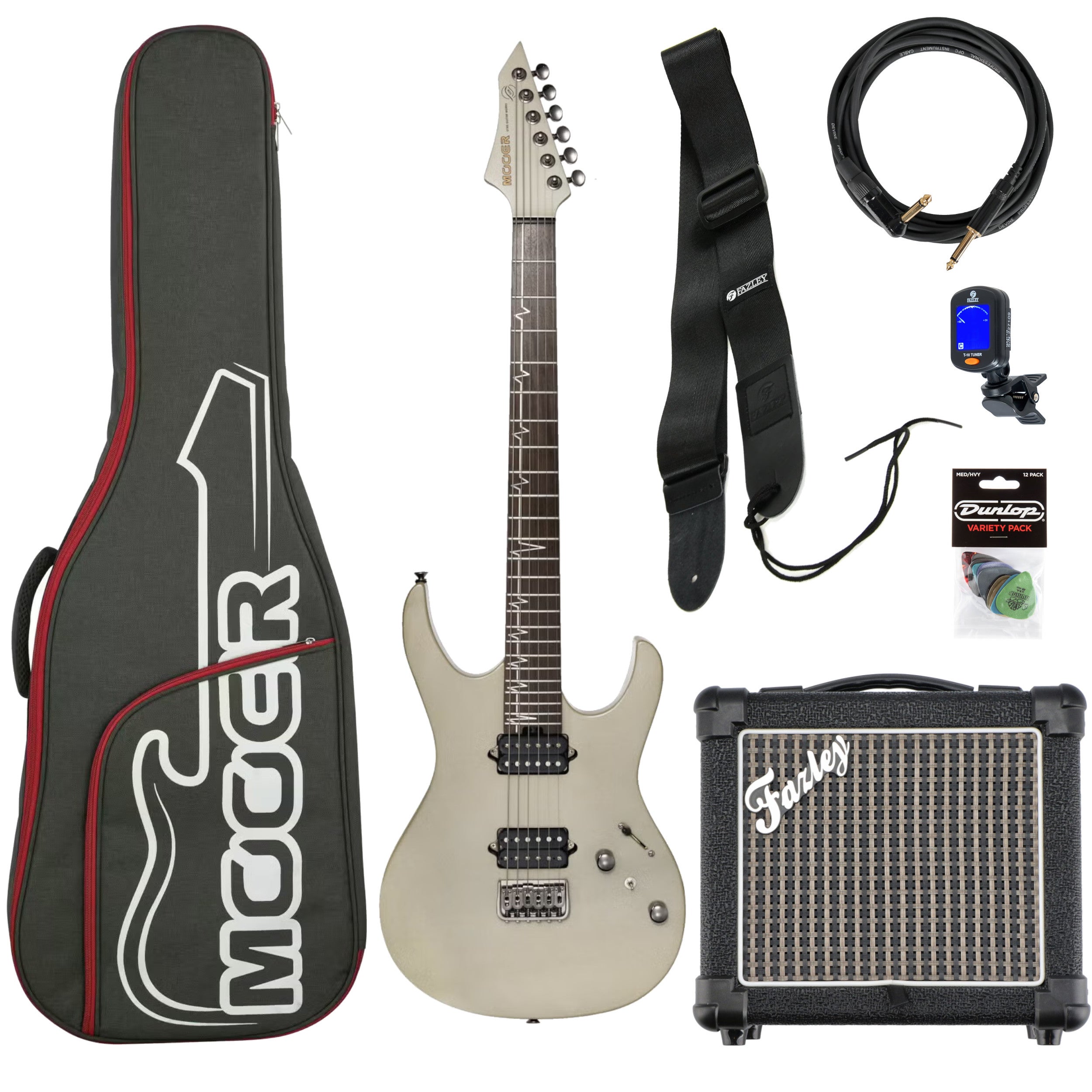 Mooer MMT100 Iron Grey elektrische gitaar starterset