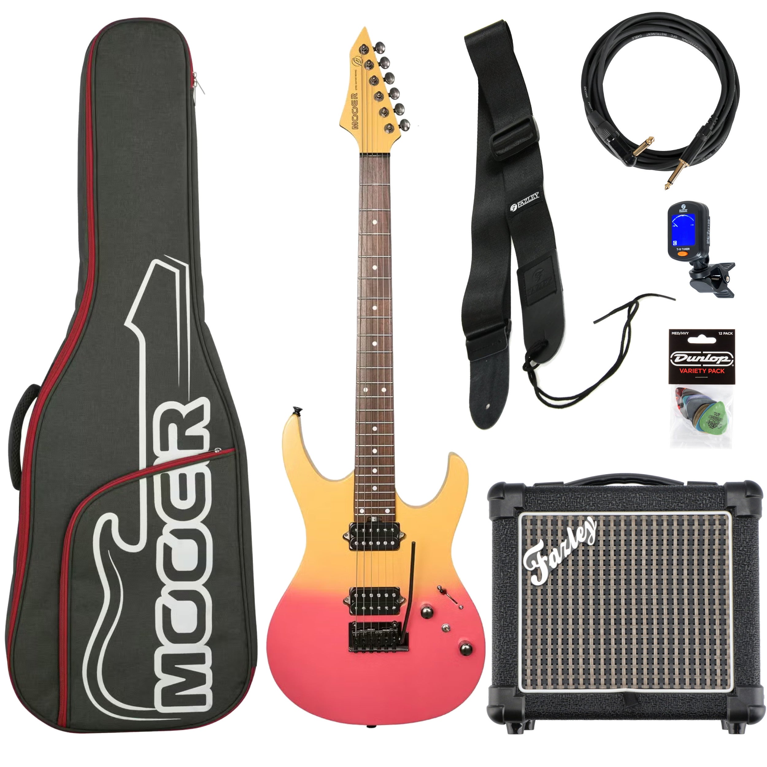 Mooer MMT50 Yellow-Pink Gradient elektrische gitaar starterset