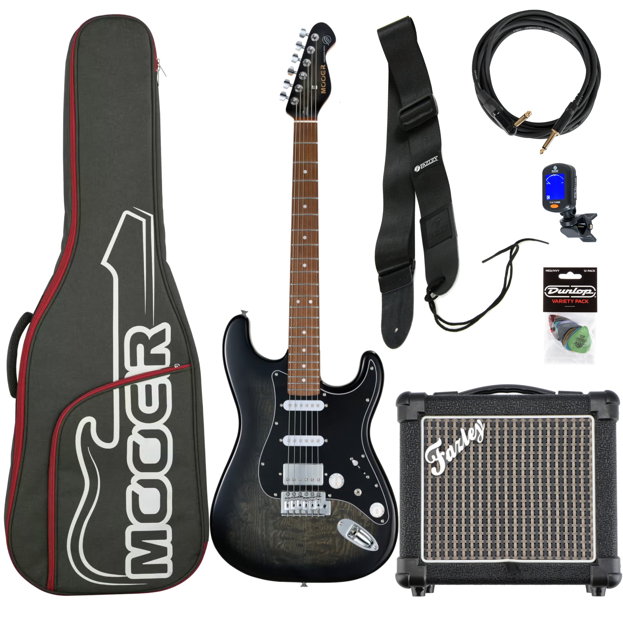 Mooer MSC20 Pro Black Burst elektrische gitaar starterset