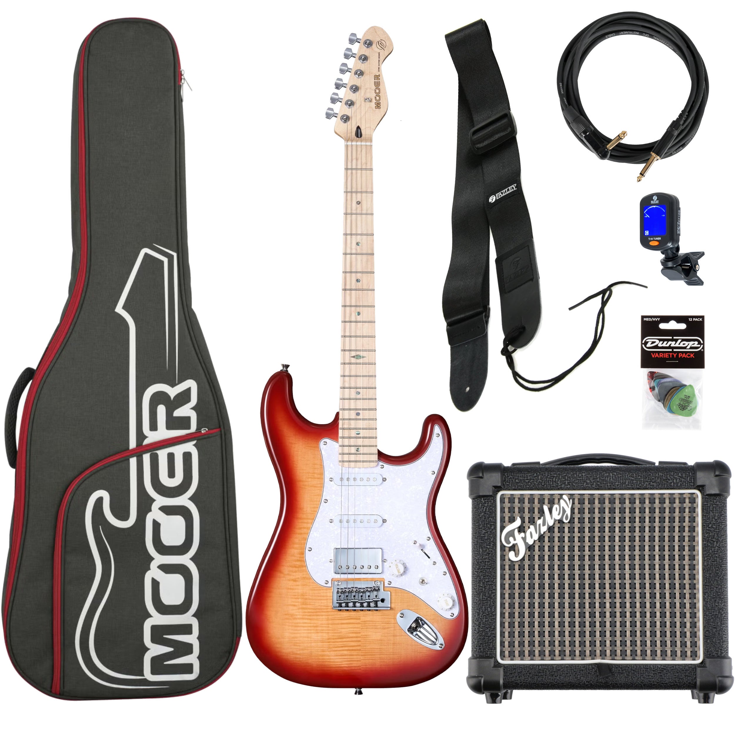 Mooer MSC30 Pro Guitar Sunset Red elektrische gitaar starterset
