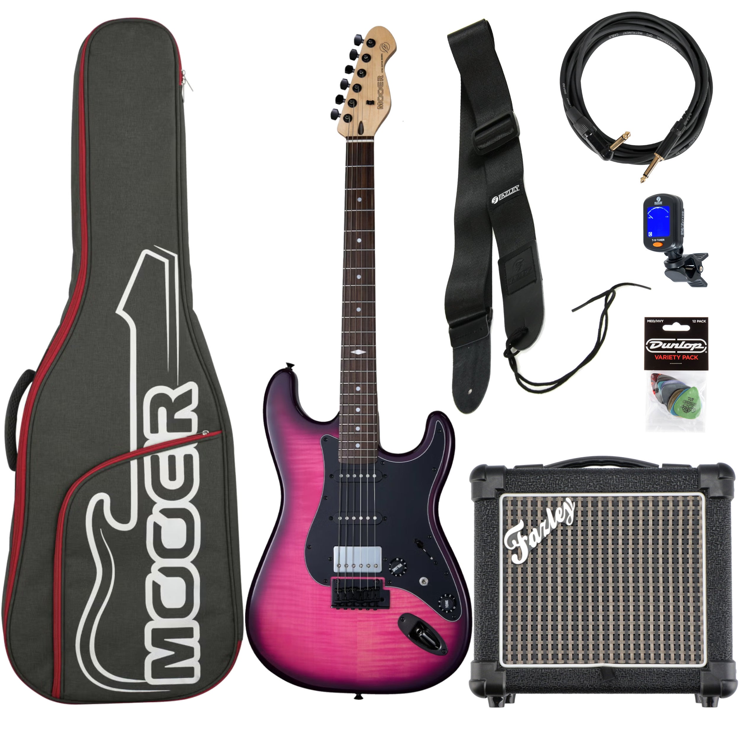 Mooer MSC31 Pro Guitar Purple Burst elektrische gitaar starterset