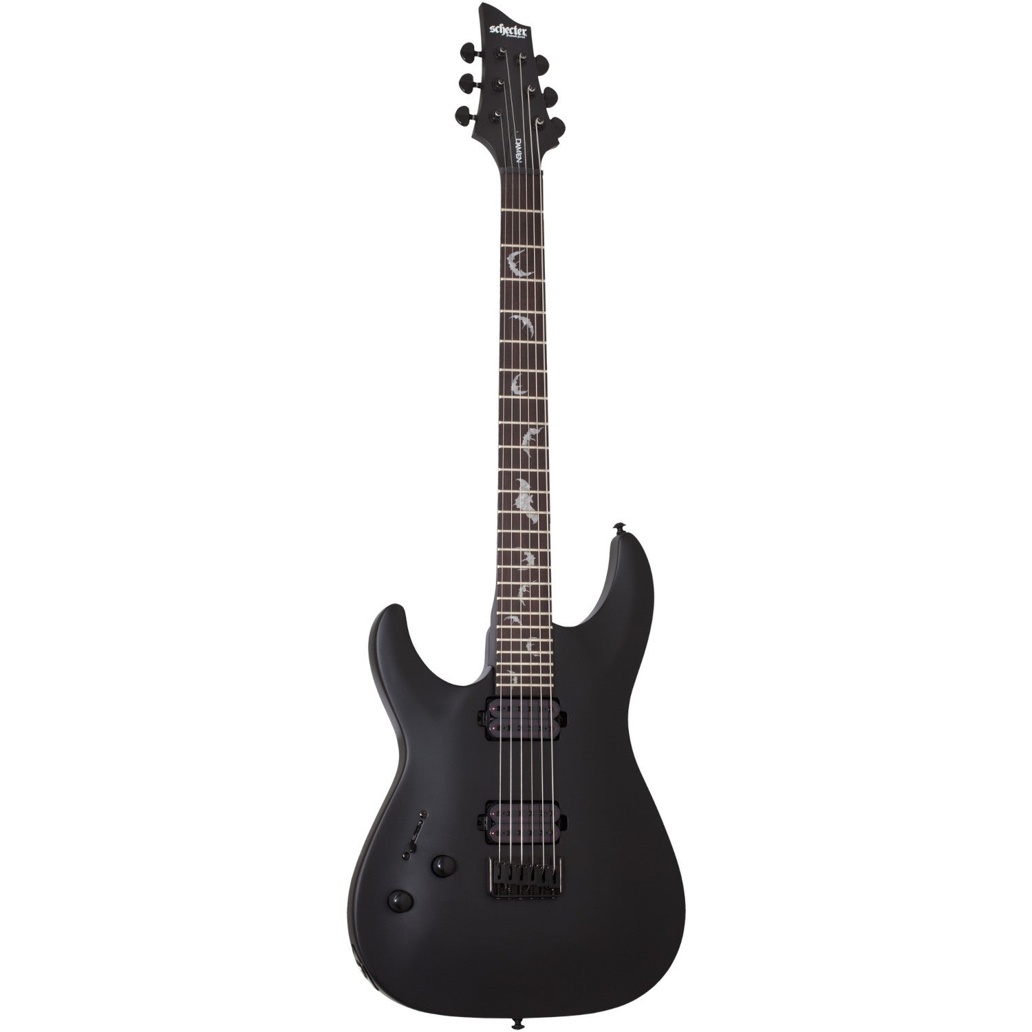 Schecter Damien 6 Satin Black LH linkshandige elektrische gitaar