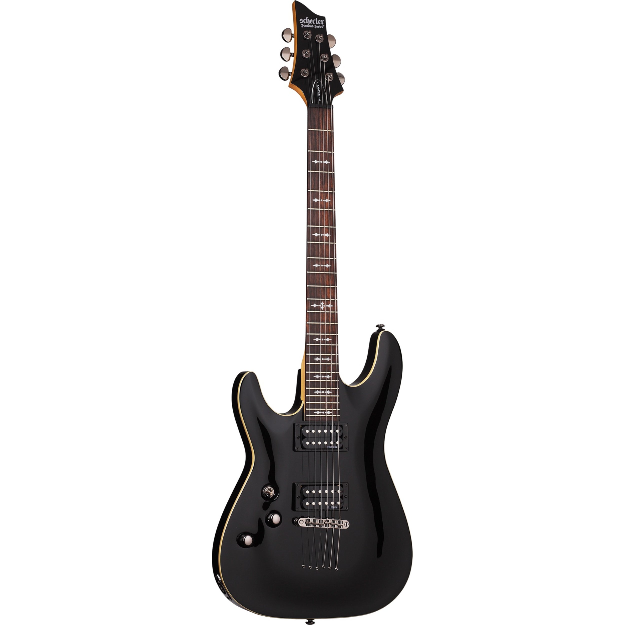 Schecter Omen 6 Gloss Black LH linkshandige elektrische gitaar