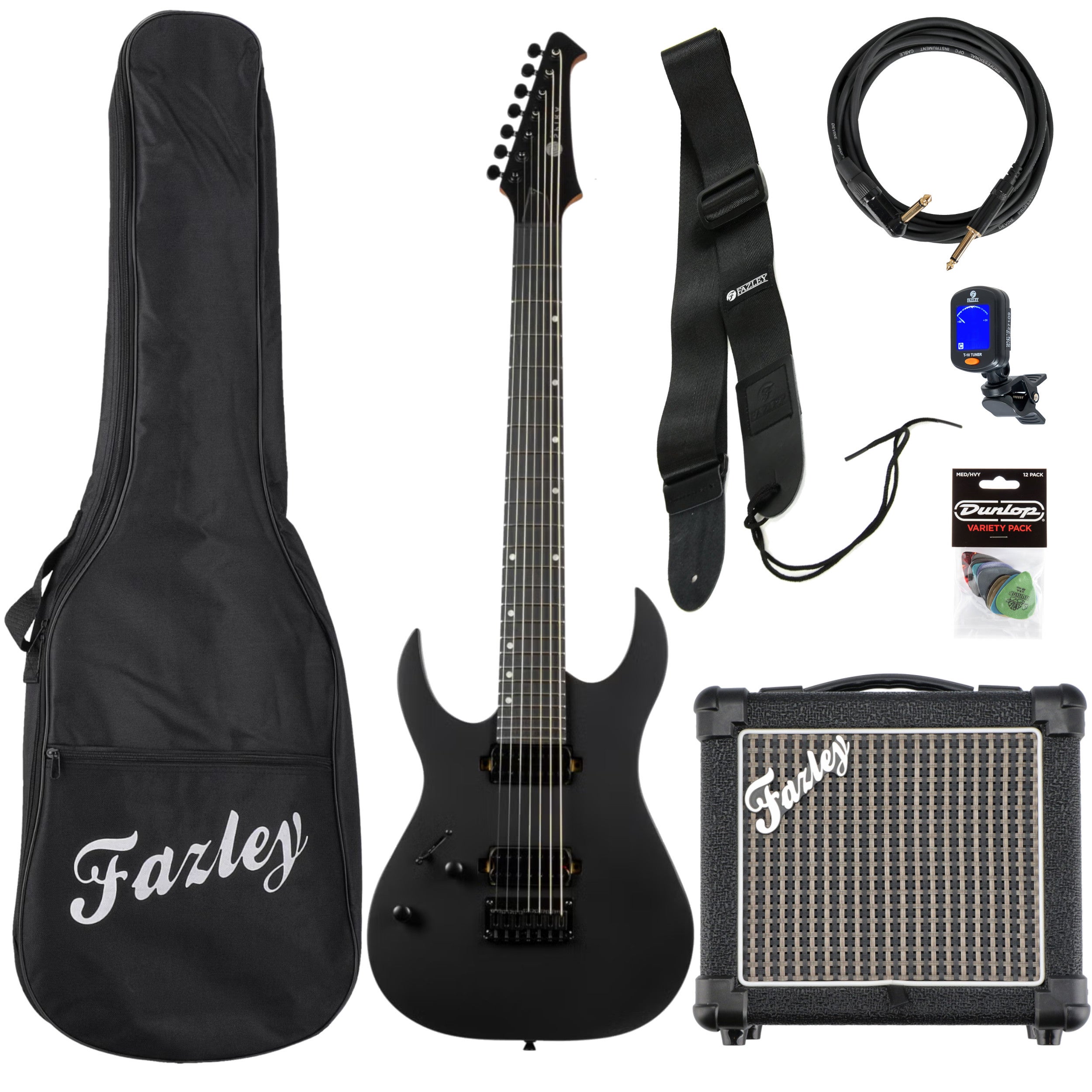 Spira Guitars S-407 MBK LH Satin Black elektrische gitaar starterset