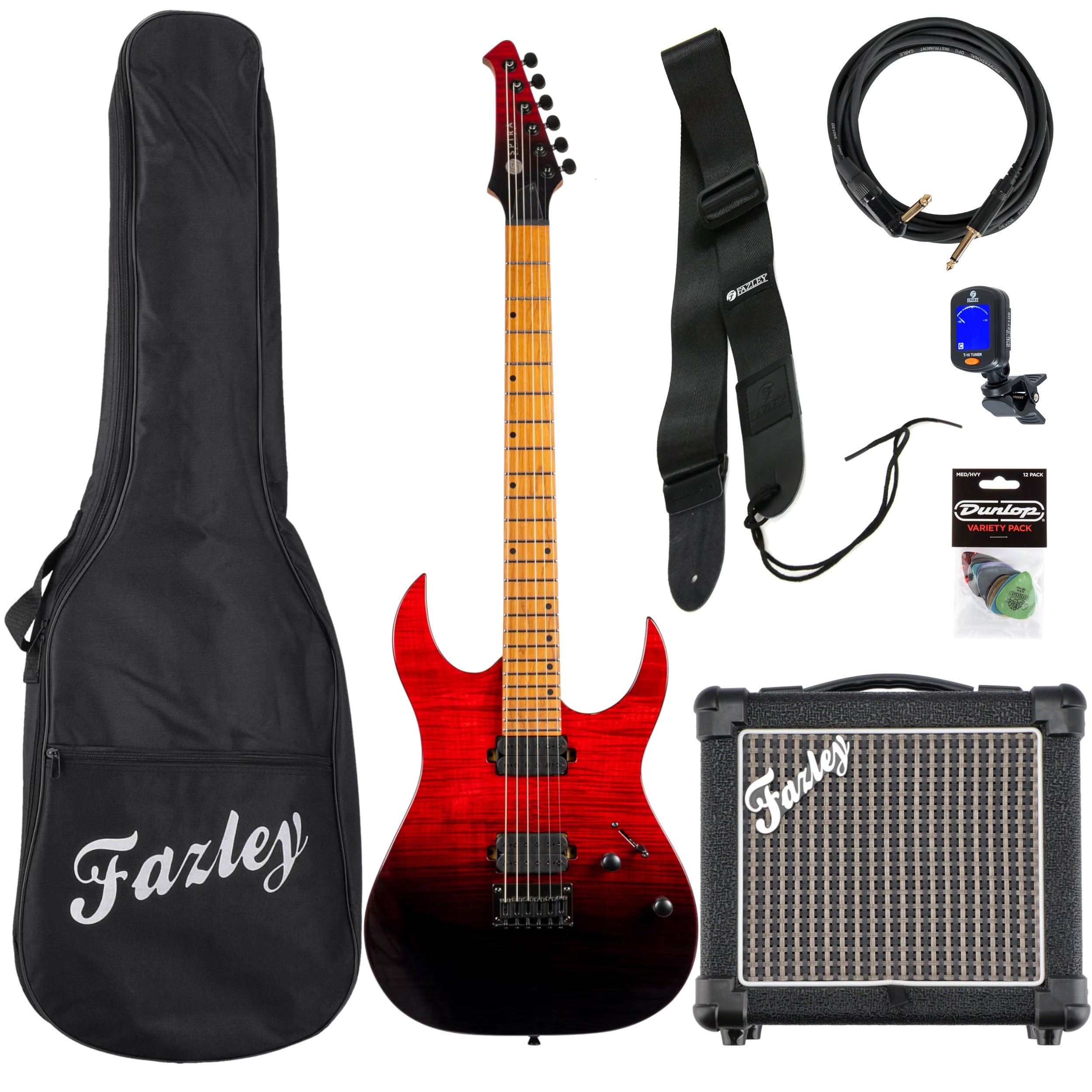 Spira Guitars S-450 TRD Transparent Red elektrische gitaar starterset