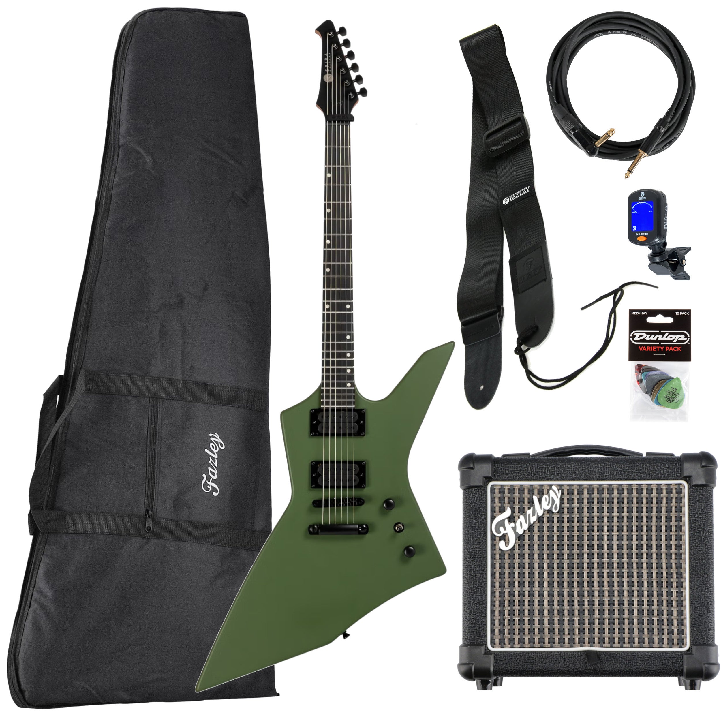 Spira Guitars X-400 MGR Satin Dark Green elektrische gitaar starterset