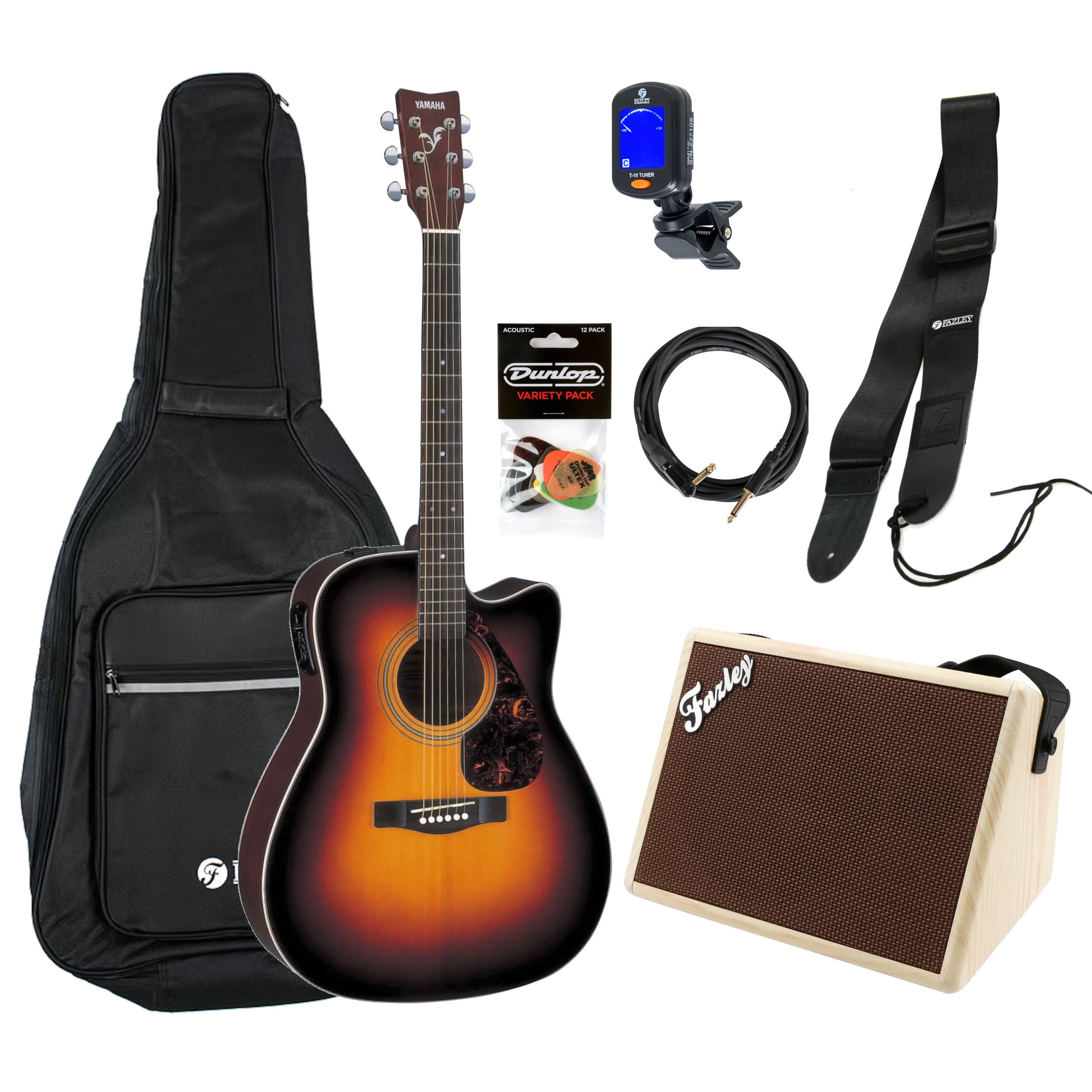 Yamaha FX370C Tobacco Brown Sunburst E/A westerngitaar starterset met versterker